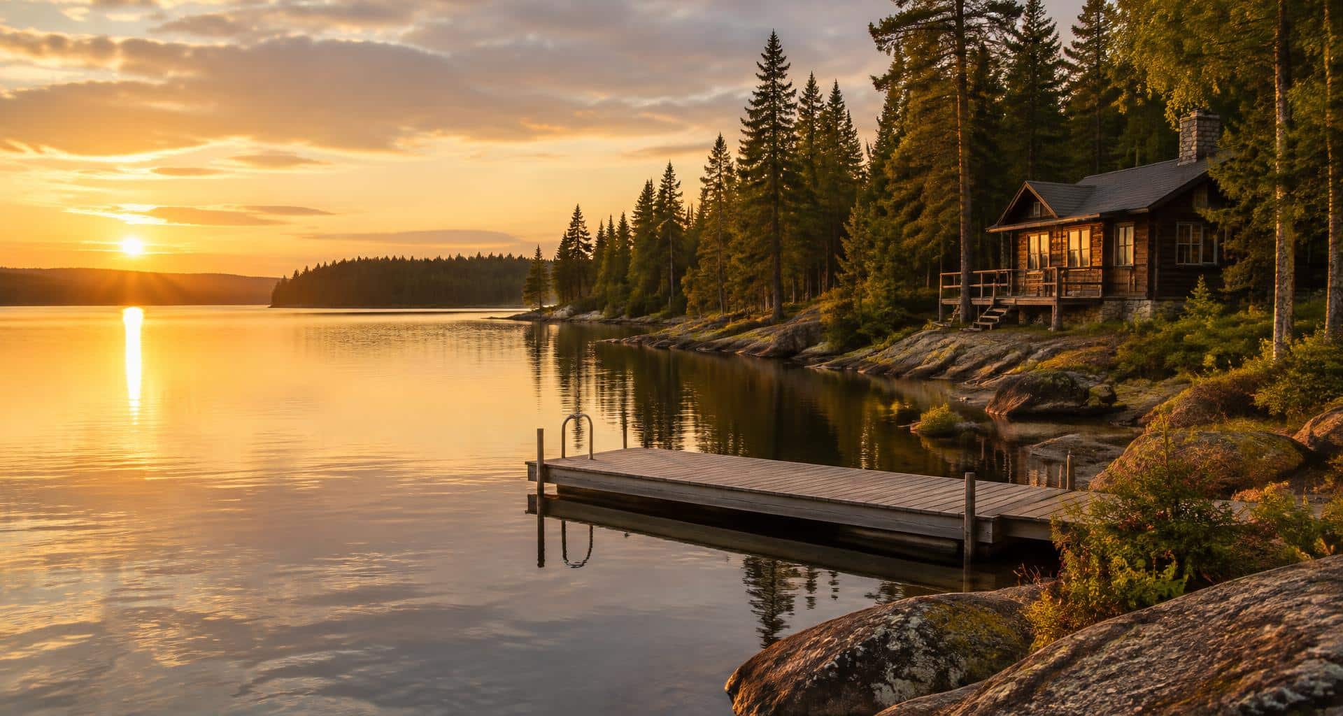 Calm Minnesota lake water at first light